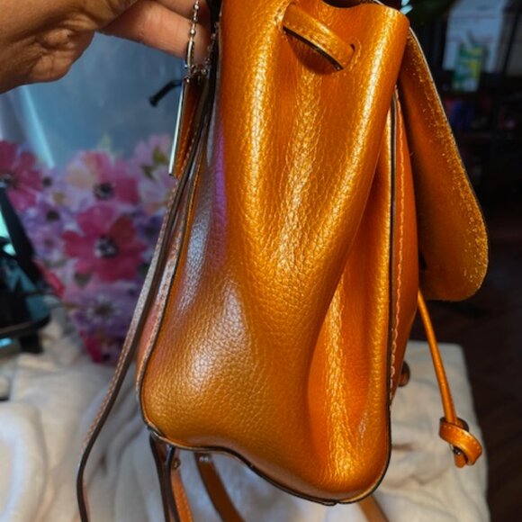 COACH, EUC MINI ORANGE PEBBLED LEATHER BACKPACK - Picture 5 of 14